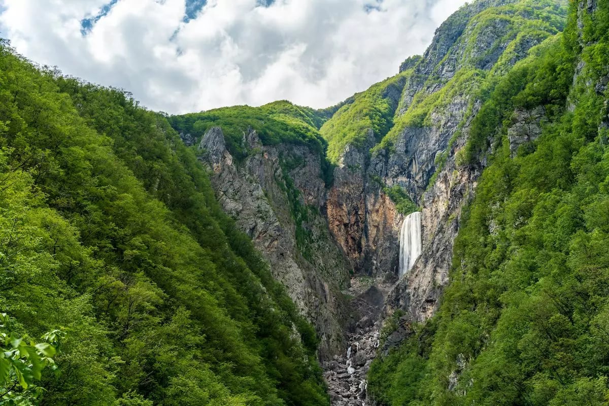 Boka waterfall near the town of Bovec