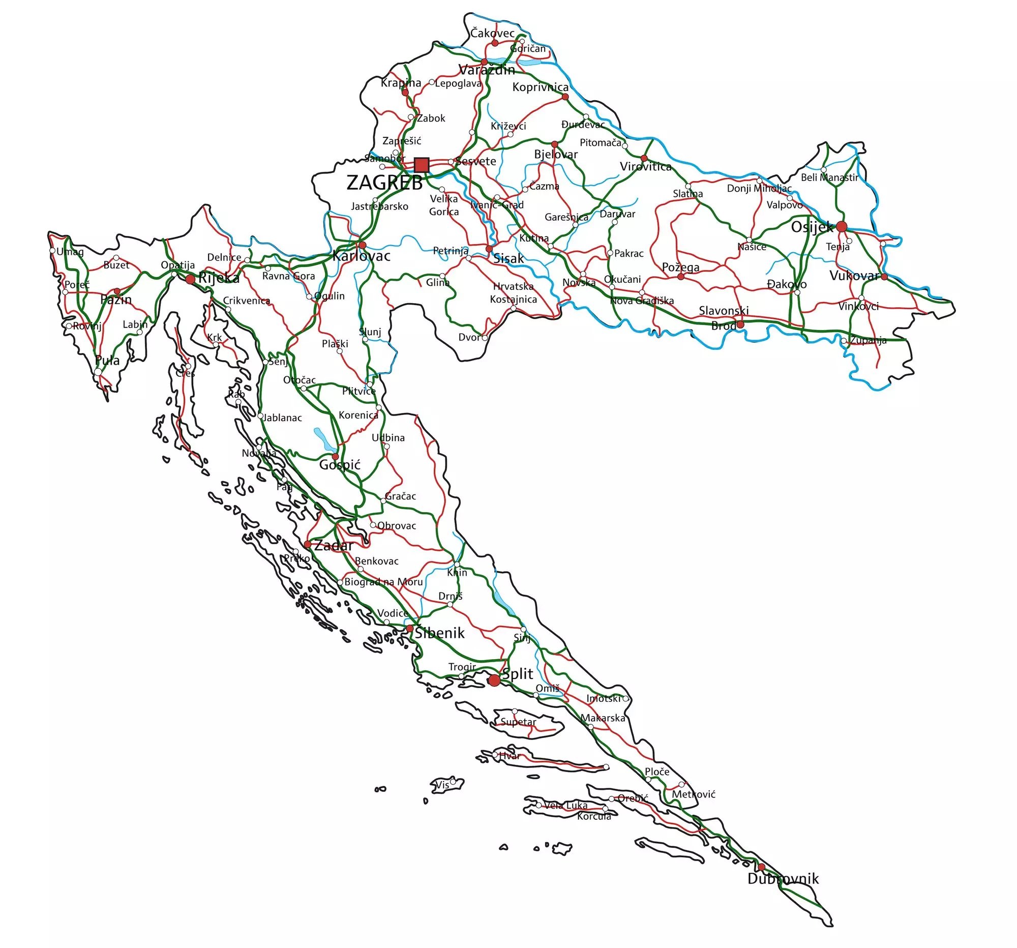 Horvát autópálya térkép