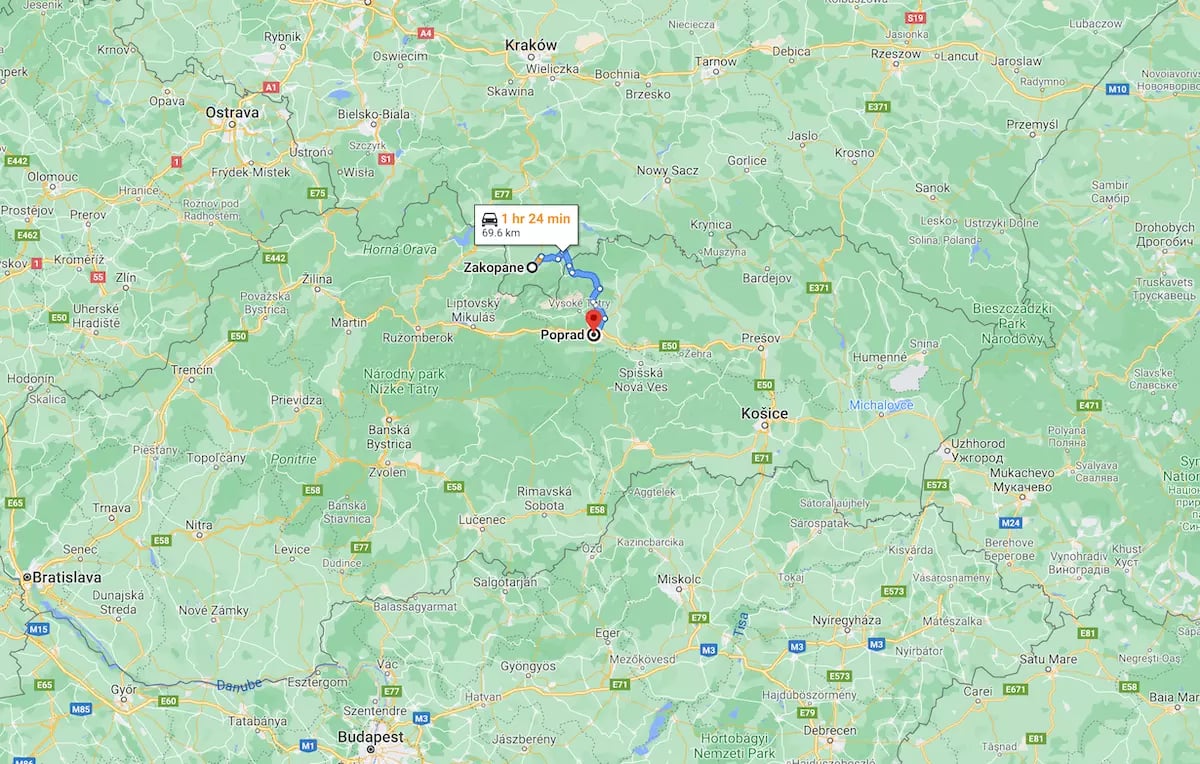 Poprád Zakopane távolság - Magas Tátra térkép