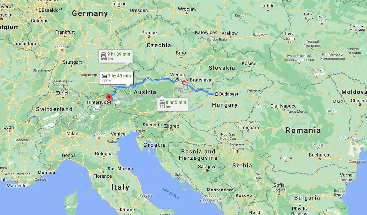 Hintertux térkép - Budapest távolság 