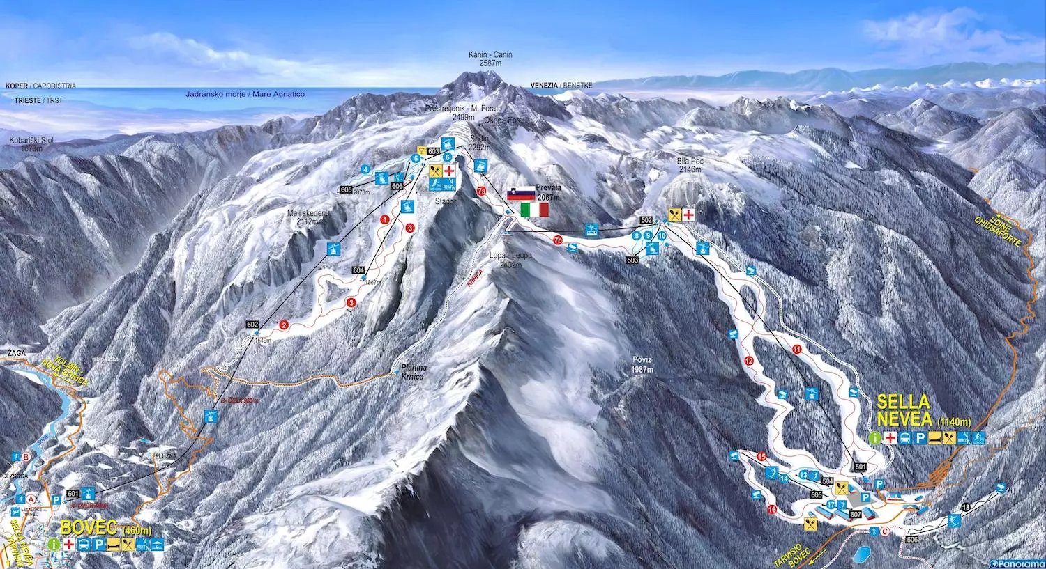 Slovenia ski resort - Kanin map 