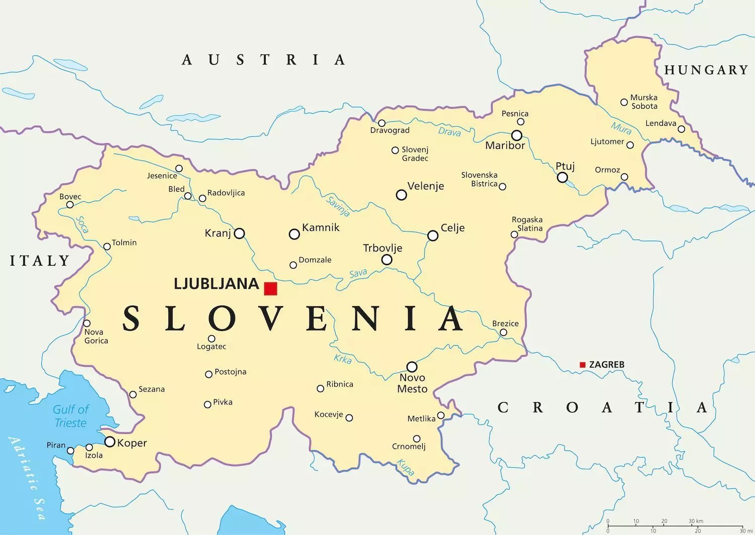 Mapa Slovinska - Ľubľana 