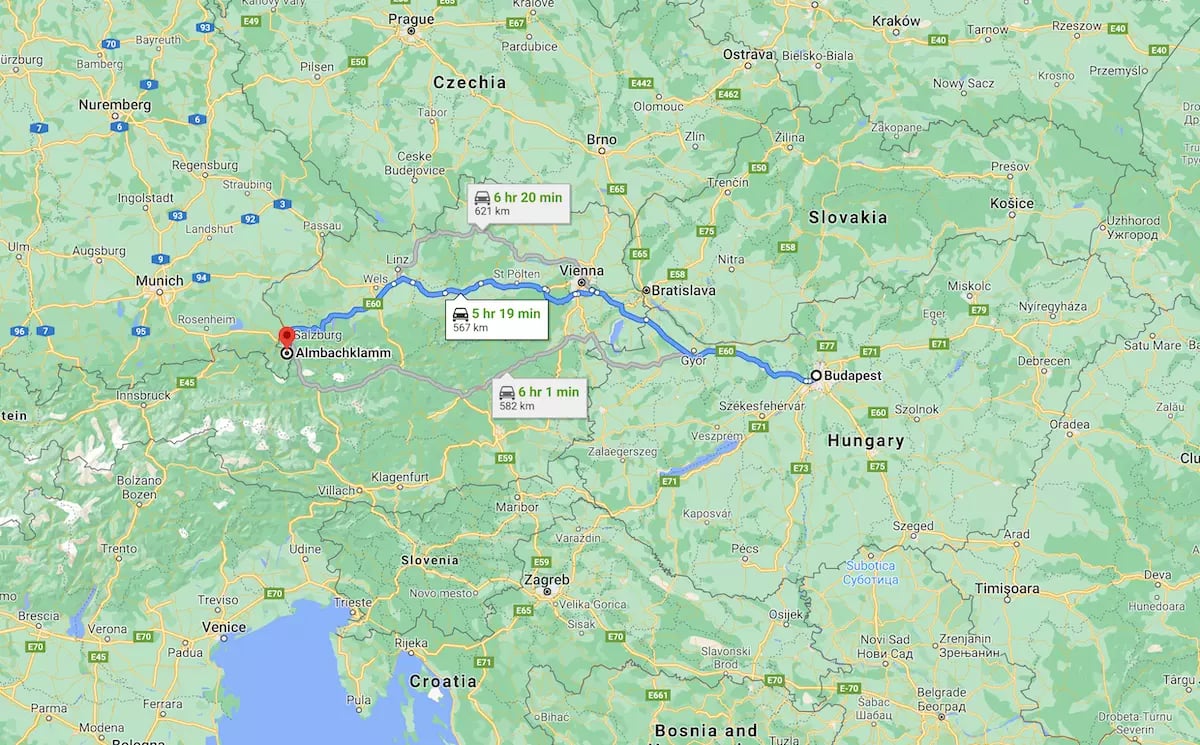 Almbachklamm térkép, Bajorország