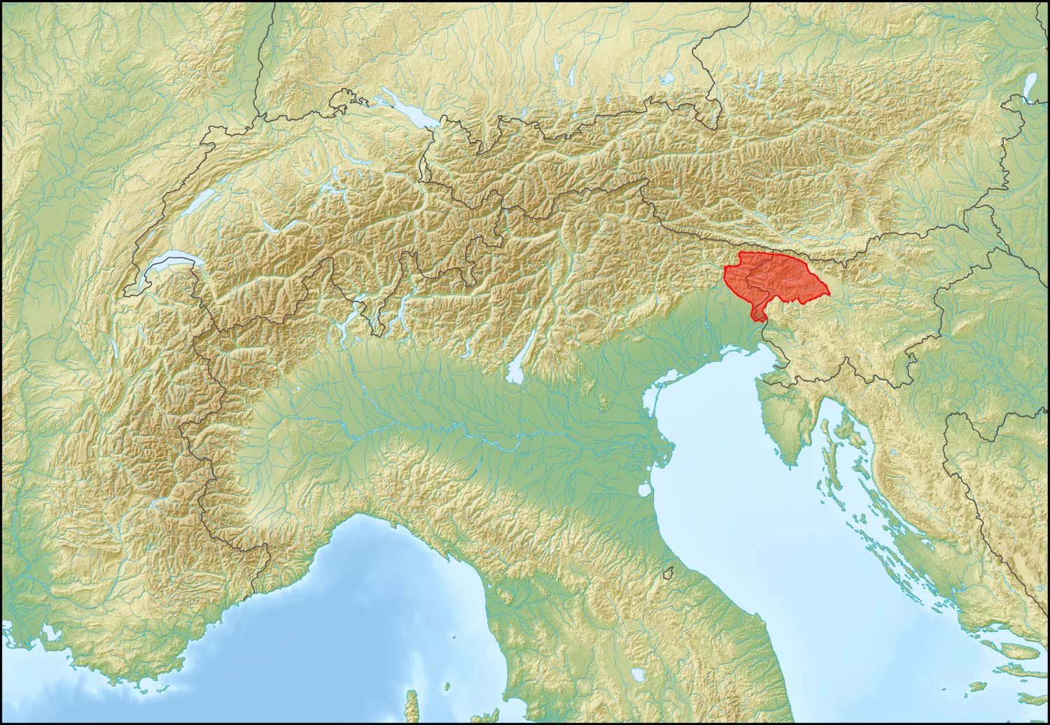 Júliai-Alpok térkép - Szlovénia és Olaszország