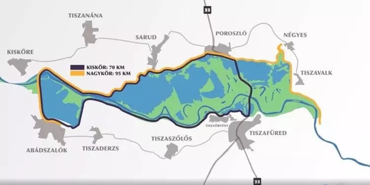 Tisza tó kerékpár térkép