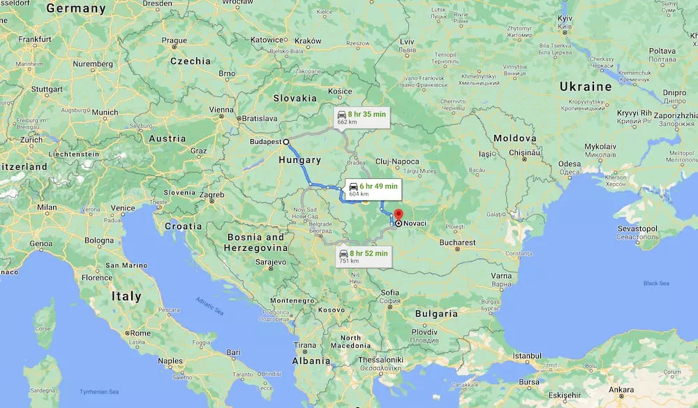 Transalpina térkép - Budapest távolság