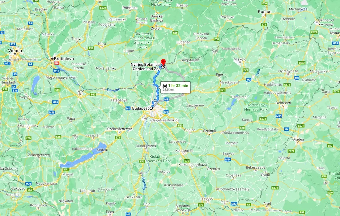 Nyírjesi vadaspark térkép - Budapest távolság