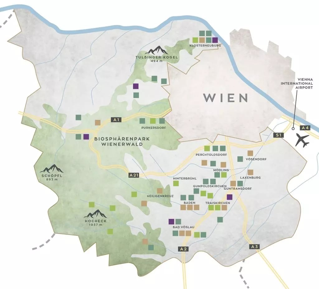 Bécsi erdő térkép (Wienerwald)
