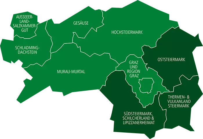 Stájerország térkép - régiók