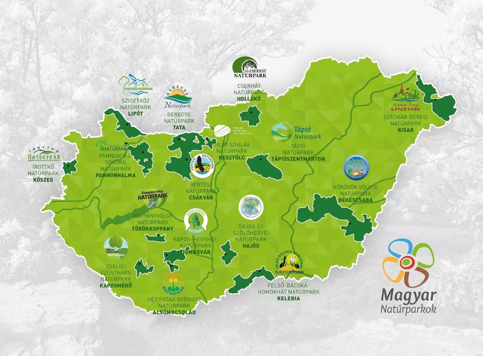 Natúrparkok térkép - Magyarország 