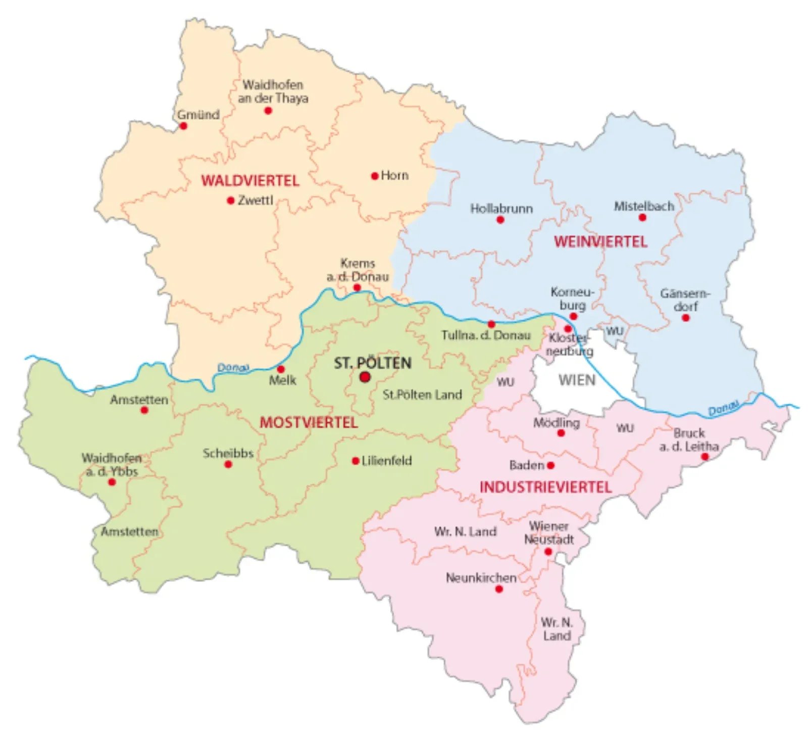 Alsó Ausztria Kisokos - Térkép, székhely, városok, autópálya ...