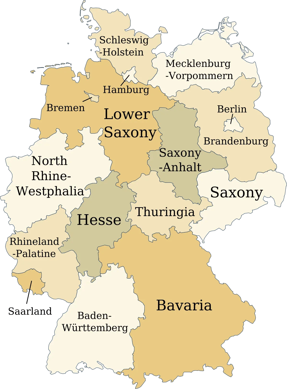 The 16 States of Germany - with map