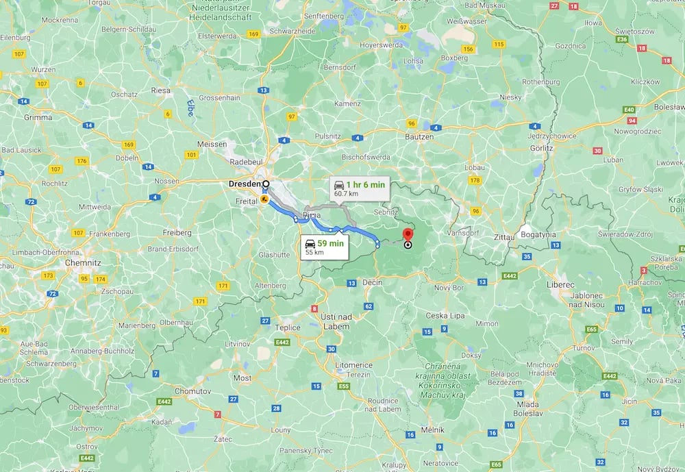 Karte von Dresden - Böhmische Schweiz Nationalpark