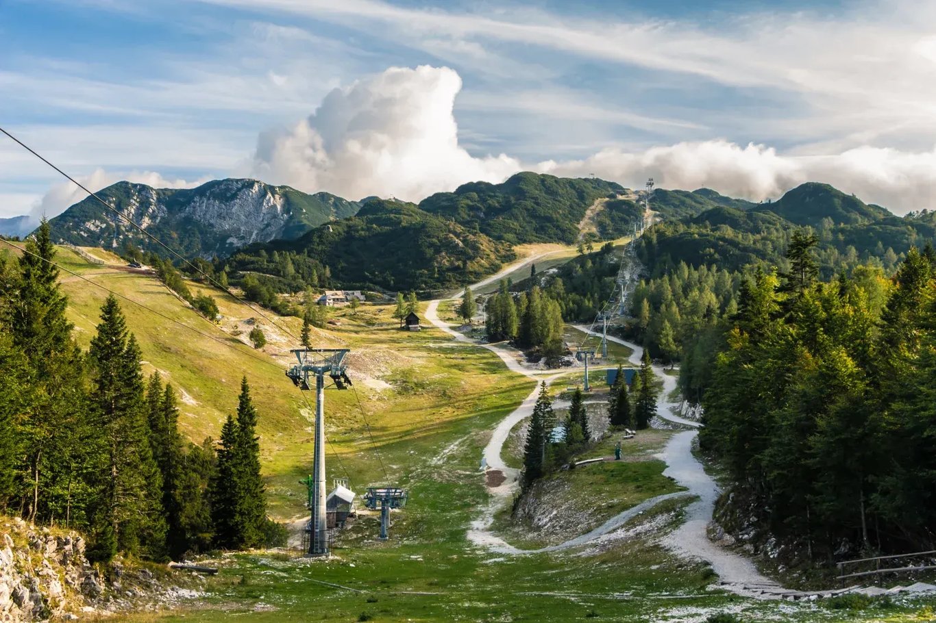 Berg Vogel (1,922 m) Slowenien - Skilift, Parkplatz, Routen