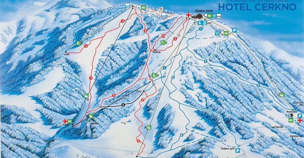 Slovenia ski resort - Cerkno map 