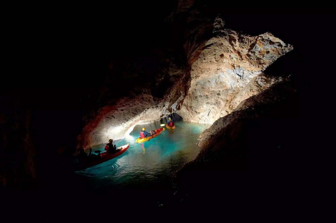 Underground kayaking in Mezica mine, Slovenia