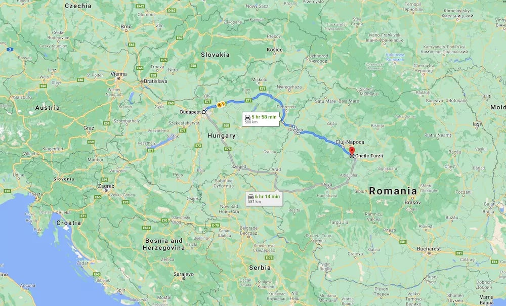 Tordai hasadék térkép - Budapest távolság autóval