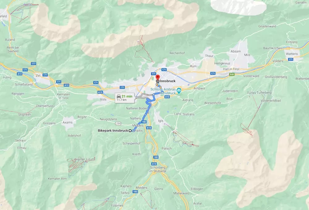 Bikepar Innsbruck és Innsbruck távolság