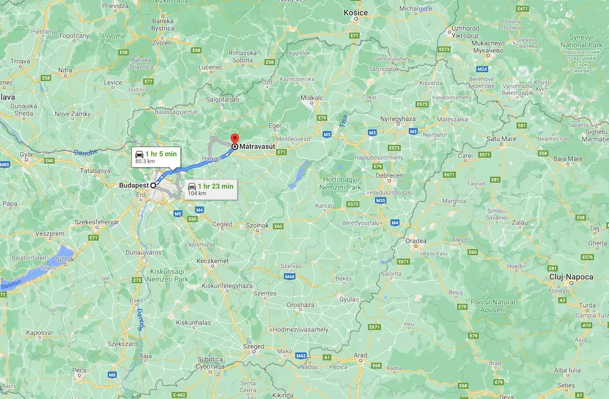 Gyöngyös Mátravasút térkép - Budapest távolság