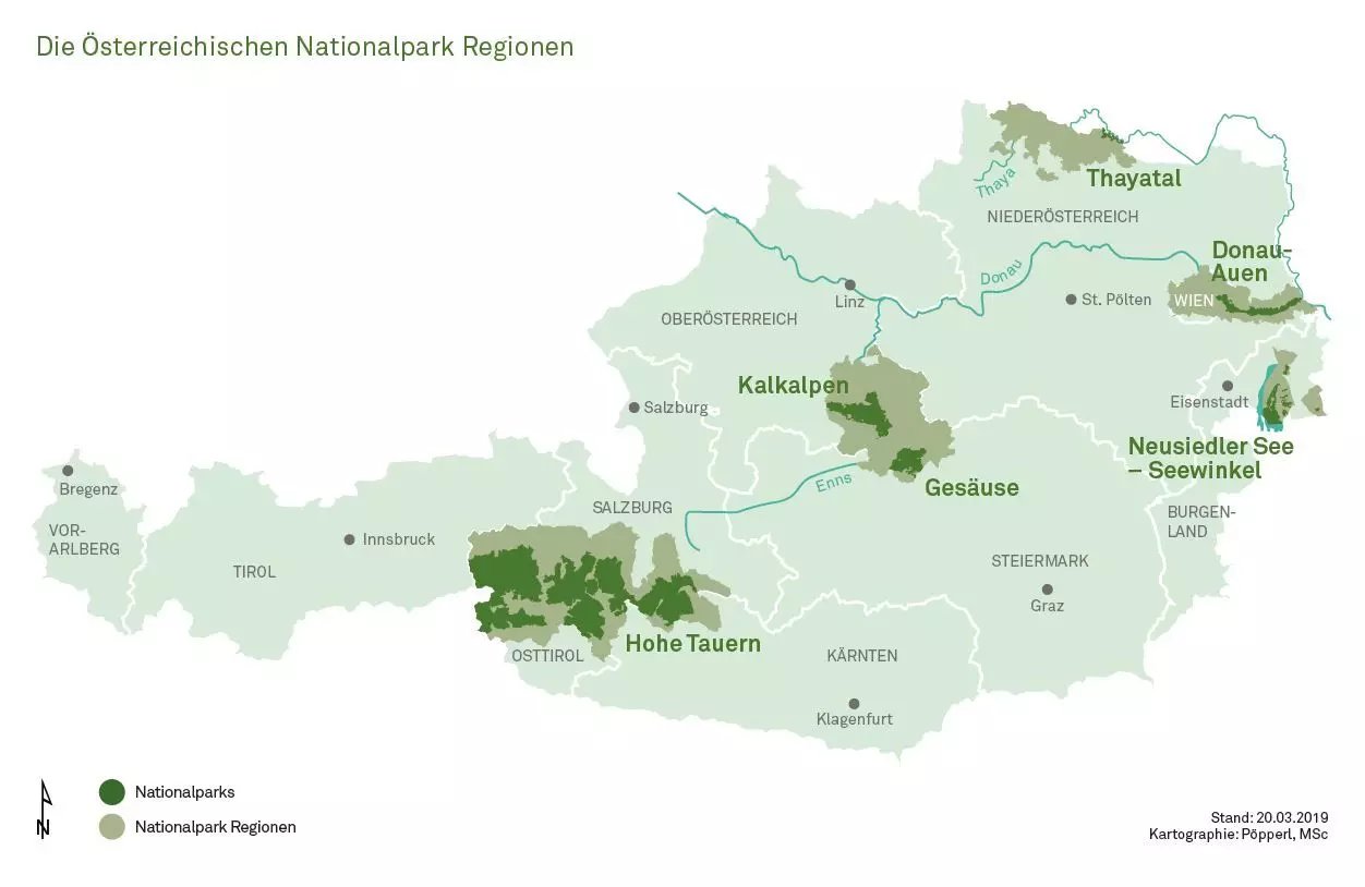 Ausztria Nemzeti Parkok térképe
