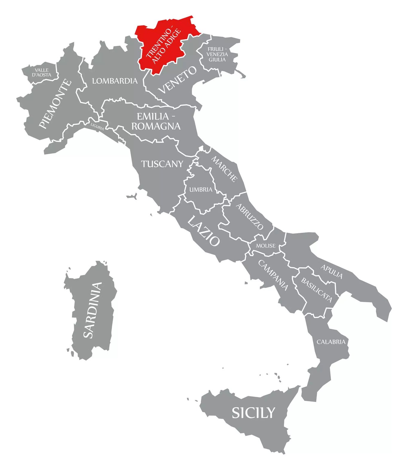 Dél-Tirol, Olaszország tartományai