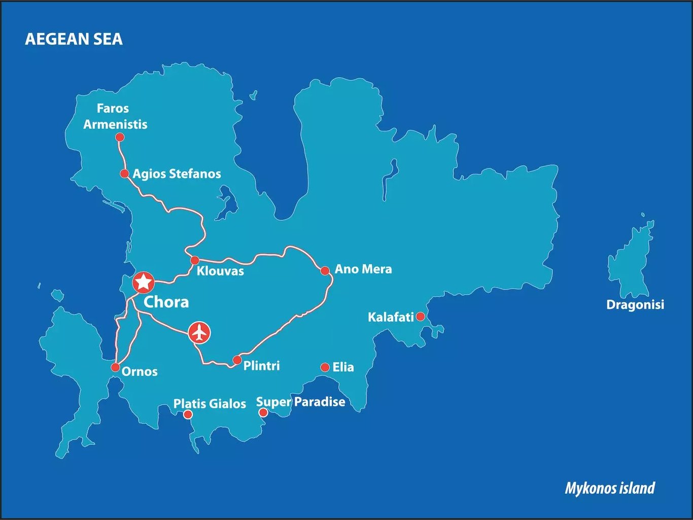 Mykonos város térkép