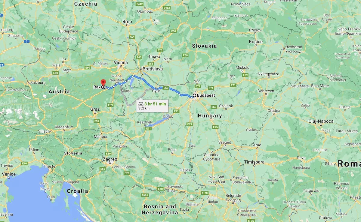 Rax Alpok térkép - Budapest távolság