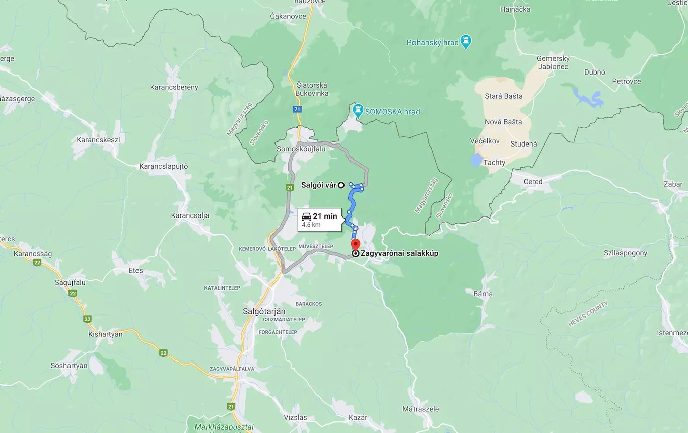 Zagyvarónai Salakkúp térkép - Salgó vára távolság 