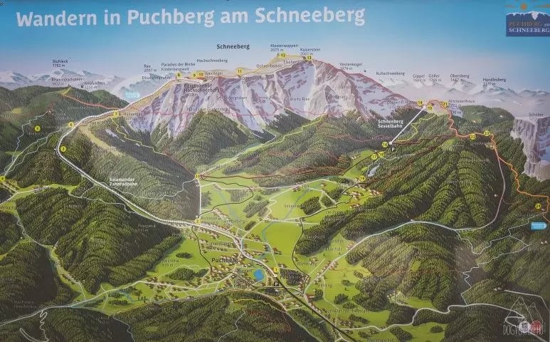 Schneeberg térkép - túra, útvonal, túraútvonal