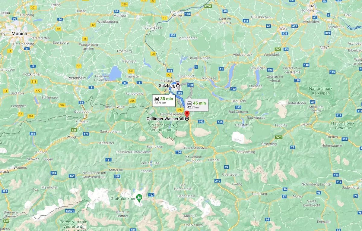 Gollinger térkép - Salzburg távolság 