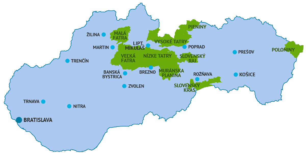 Szlovákia nemzeti parkjai térkép