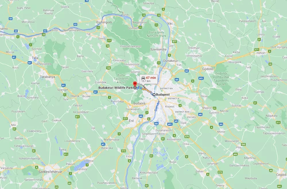 Budakeszi vadaspark térkép - Budapest távolság