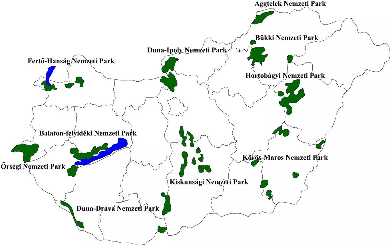 Magyarország nemzeti parkjai térkép 