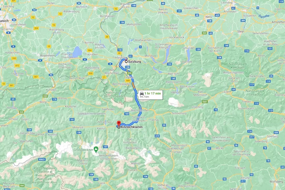 Kitzlochklamm térkép
