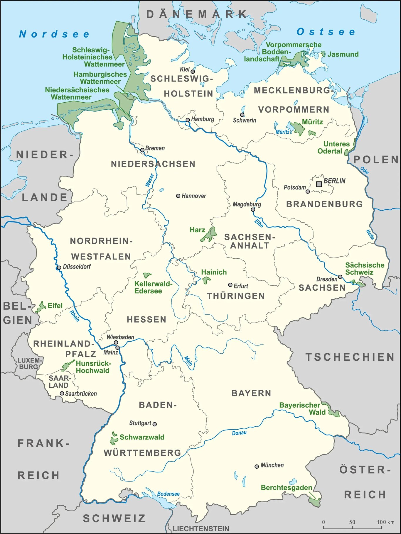 Németország összes (16) nemzeti parkja egy helyen